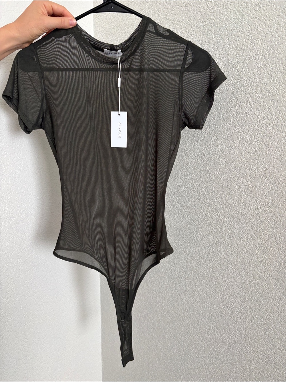 Black Mesh Short Sleeve Bodysuit